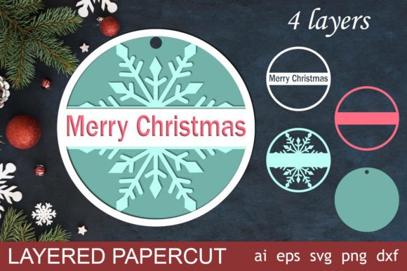 3D Layered Christmas Ornament Laser Cut Winter