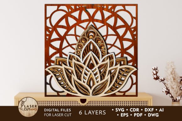 3D Layered Mandala Lotus: Laser Cutting Wall Decor