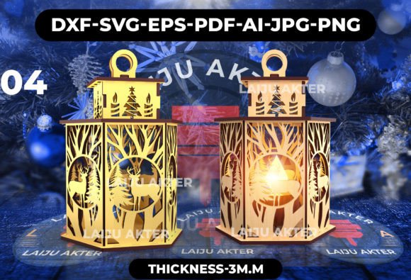 3D Svg Christmas Lantern Laser Cutting Winter