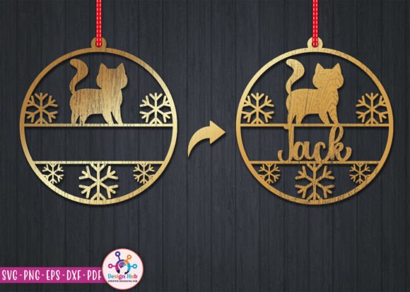 Cat Christmas Ornament 3D SVG for Winter Laser Cutting