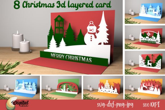 Christmas 3D Layered Card Bundle Paper: Laser Cutting Cards