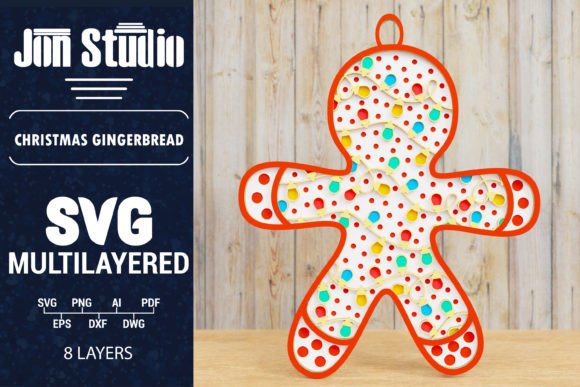 Christmas Gingerbread Decoration 3d SVG for Crafts Graphics