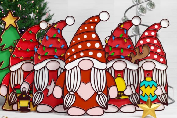 Christmas Gnome PaperCut Bundle: Crafts & Graphics