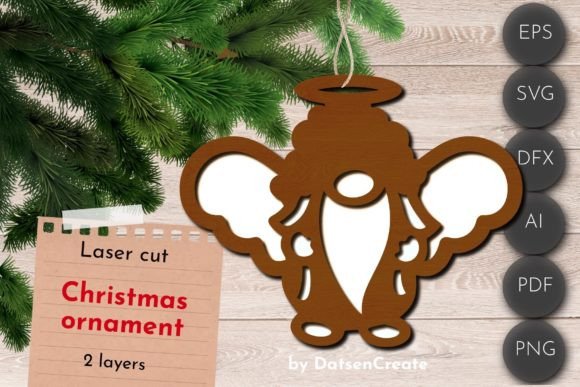 Christmas Gnome Svg 3D Layered Ornament for Laser Cutting Winter
