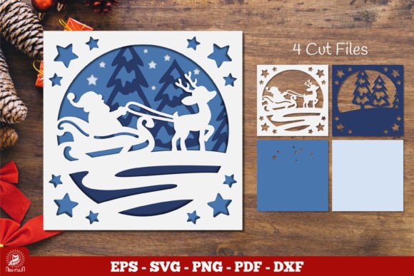 Christmas Santa Layered Papercut SVG for Winter Laser Cutting