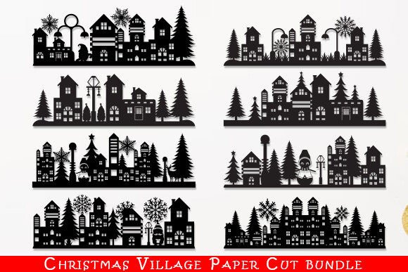 Christmas Village Laser Cutting SVG for Winter