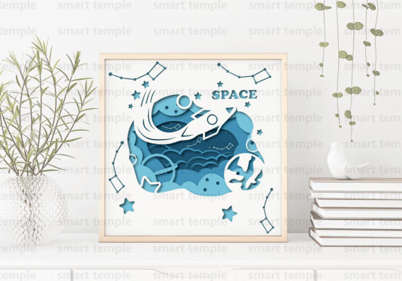 Galaxy Shadow Box SVG: 3D Rocket Art