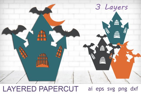 Haunted House 3D Layered SVG for Autumn Laser Cutting