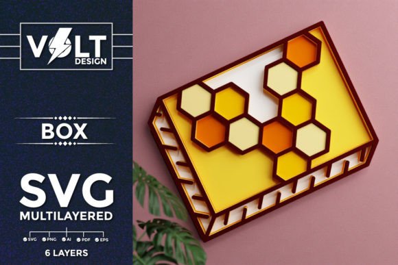 Honey Bee-Box Hexagon SVG for Wall Decor & Laser Cutting