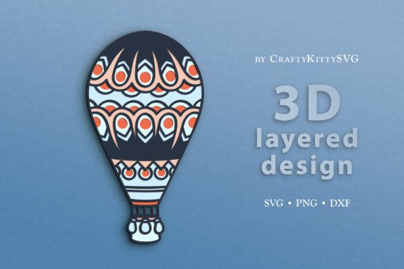 Hot Air Balloon 3D SVG for Wall Decor & Laser Cutting