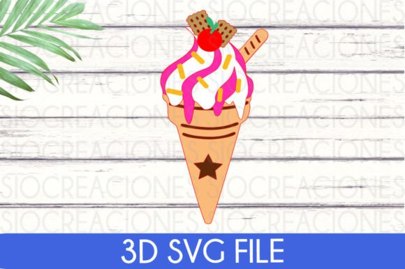 Ice Cream, Cone 3D SVG: Laser Cutting & Other Art