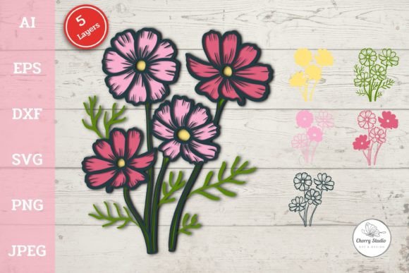 Laser Cutting Wall Decor: 3D Layered Cosmos Flowers