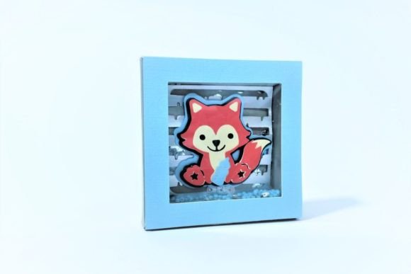 Mini Shadow Box Shaker Fox Baby Boy 3D SVG