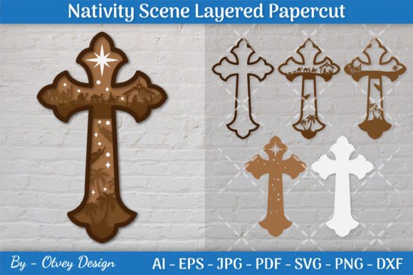 Nativity Scene SVG: Winter Laser Cutting Art