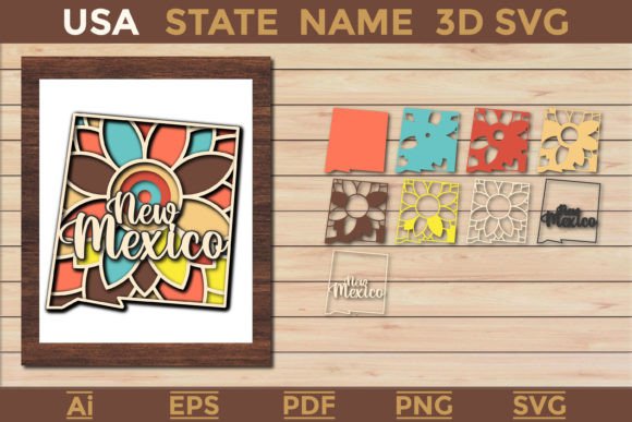 New Mexico 3D SVG for Laser Cutting Wall Decor