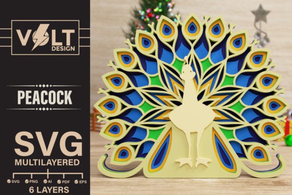 Peacock 3D SVG for Laser Cutting Wall Decor