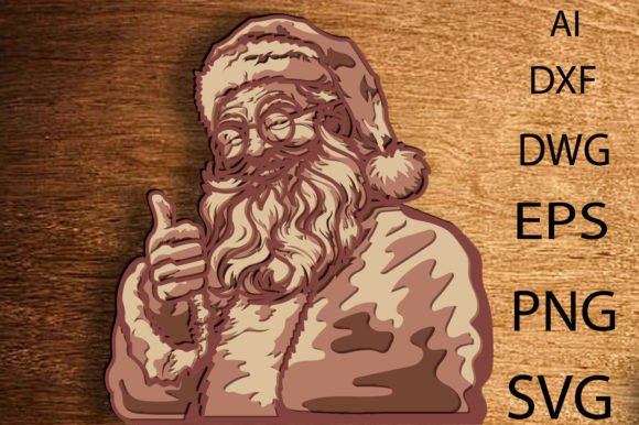 Santa Claus 3D Layered SVG for Winter Laser Cutting