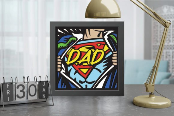 Super Dad Shadow Box SVG for Father S Day Laser Cutting